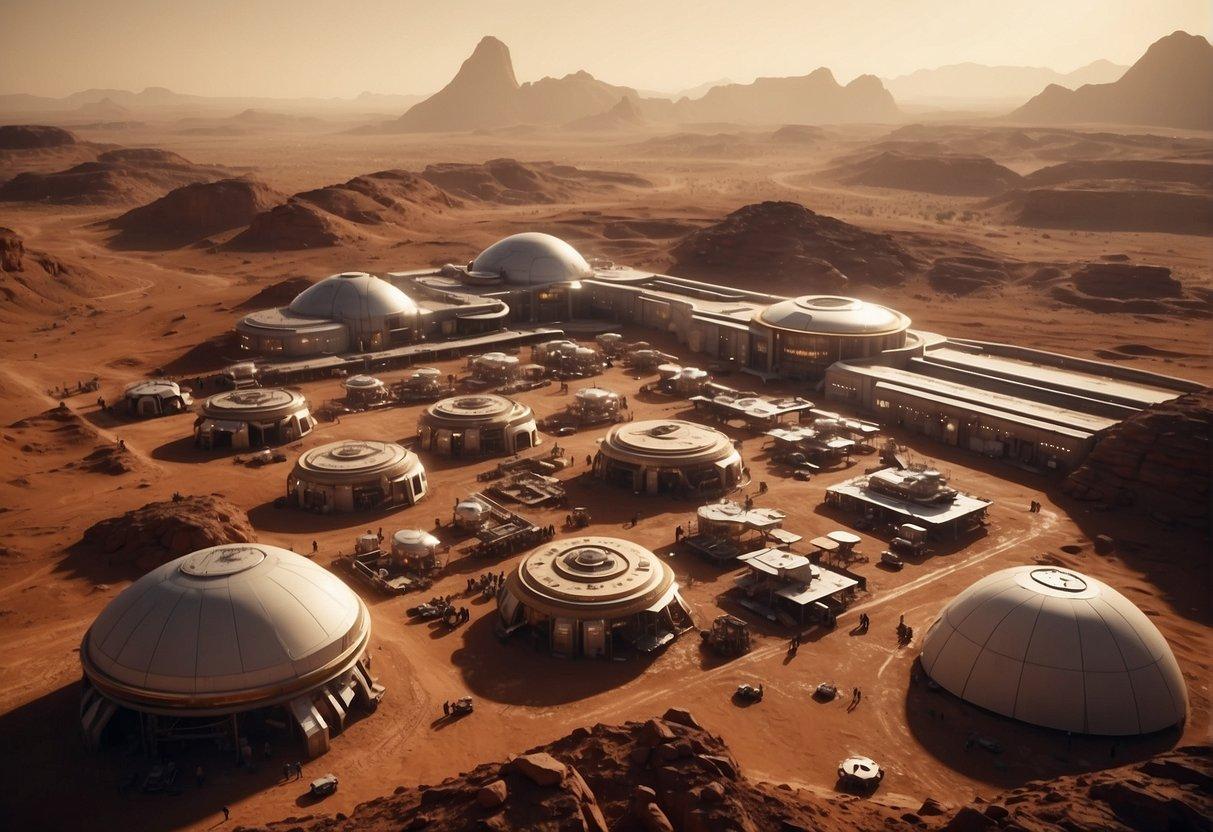 Provisional Mars colony aerial view
